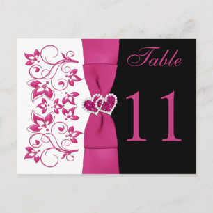 Double-sided Pink, White, Black Table Number Card