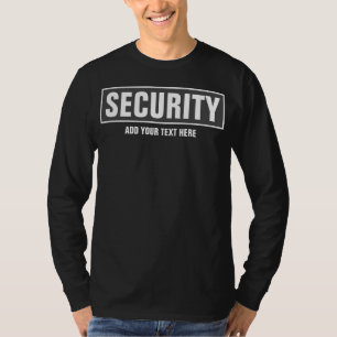 Double Sided Print Custom Text Mens Security Black T-Shirt