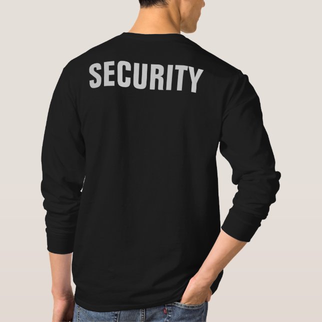 Double Sided Print Mens Black And White Security T-Shirt (Back)