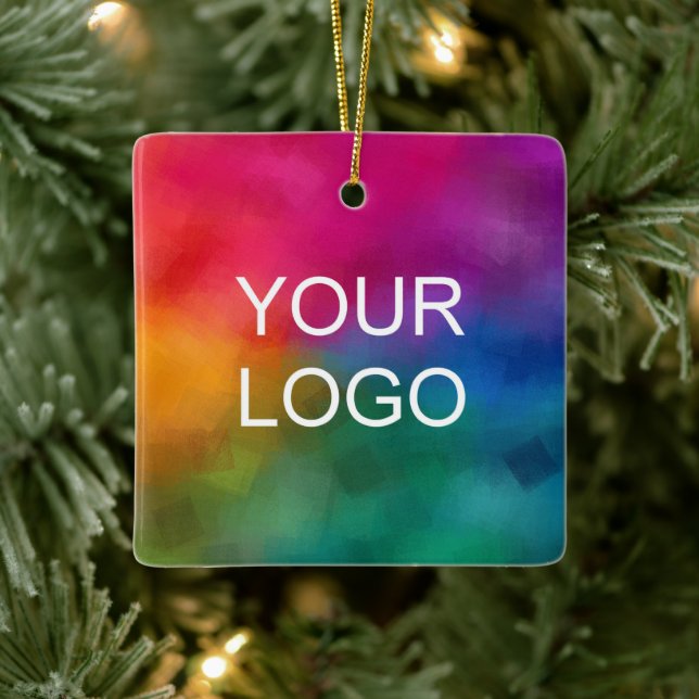 Double Sided Printed Your Business Logo Square Ceramic Ornament (Tree)