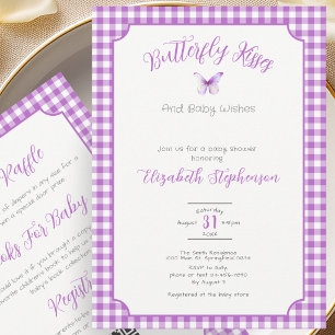 Double Sided Purple Butterfly Kisses Baby Wishes Invitation