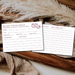 Double Sided Red Strawberry Bridal Shower Recipe  Enclosure Card