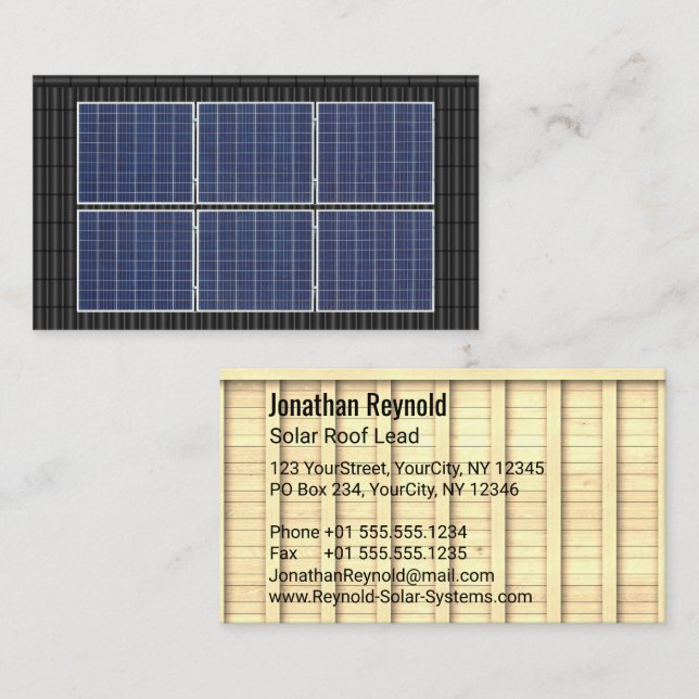 Double-Sided Rooftop Solar Energy Black Roof Business Card (Front/Back)