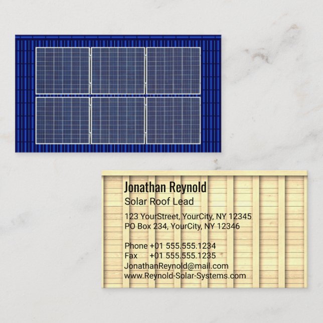 Double-Sided Rooftop Solar Energy Blue Roof Business Card (Front/Back)