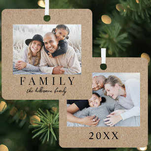 Double Sided Rustic Family 2 Photo Metal Tree Decoration