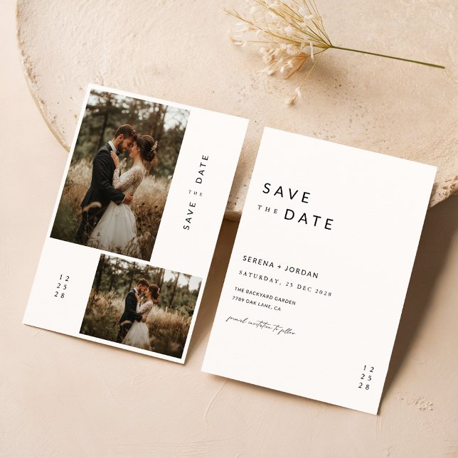 Double Sided Rustic Photo Wedding Save The Date Invitation (Creator Uploaded)