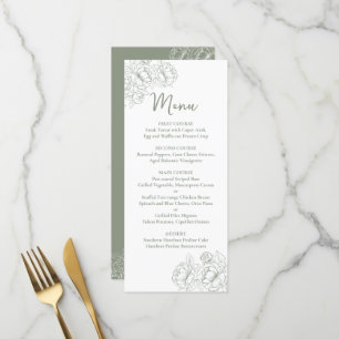 Double-Sided Sage Green Boho Floral Wedding Drink+ Menu