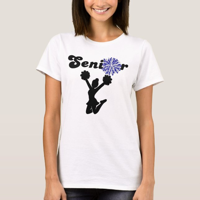 Double Sided Senior Cheerleader Blue & Grey T-Shirt (Front)