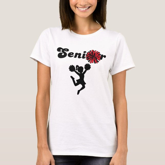 Double Sided Senior Cheerleader Red & Black T-Shirt (Front)