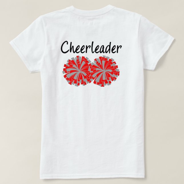 Double Sided Senior Cheerleader Red Grey T-shirt (Design Back)