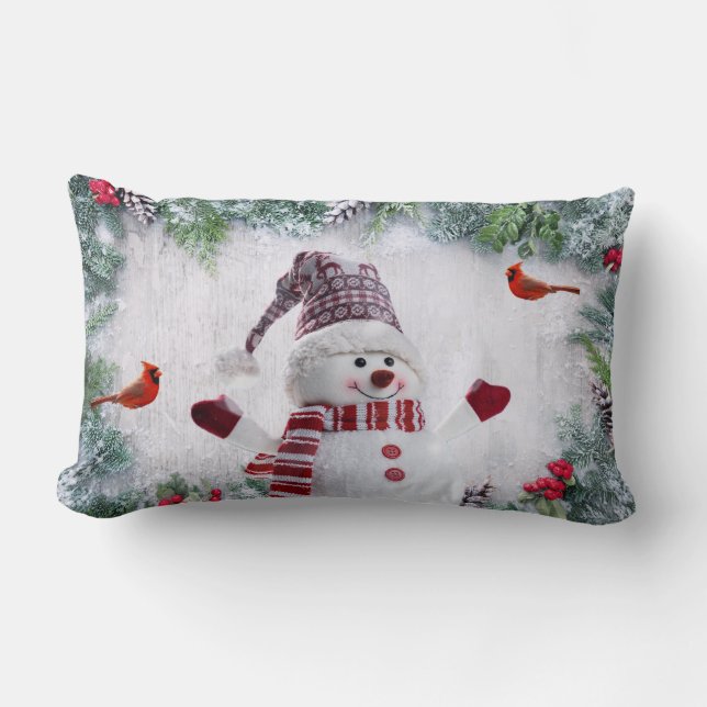 Double sided Snowman and Bird pillow (Front)