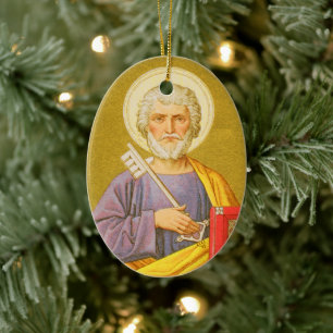 Double-Sided St. Peter the Apostle (PL 07) Ceramic Tree Decoration