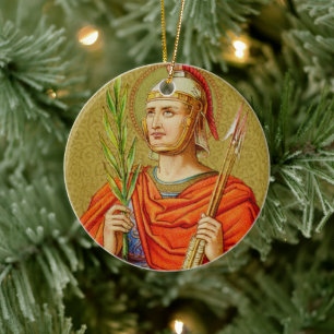 Double-Sided St. Sebastian (SNV 24) Circle Ceramic Tree Decoration