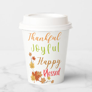 Double Sided Thankful Joyful Happy Blessed Holiday Paper Cups