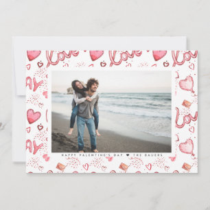 Double Sided Valentine's Photo Card Red Love
