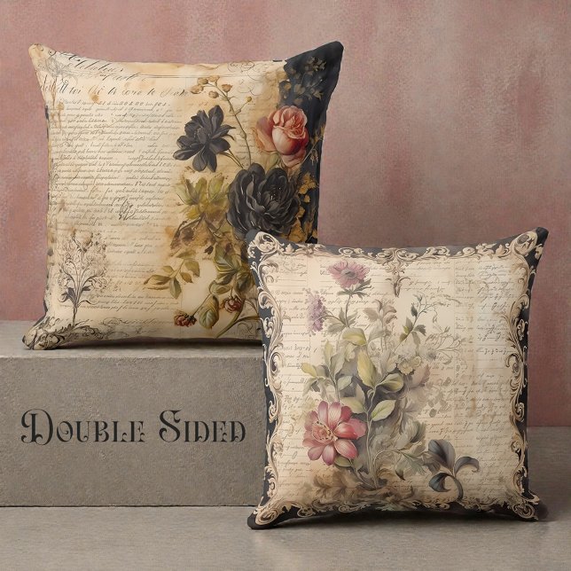 Double Sided Victorian Black & Beige Cushion (Creator Uploaded)