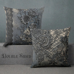 Double Sided Victorian Blue Lace Cushion