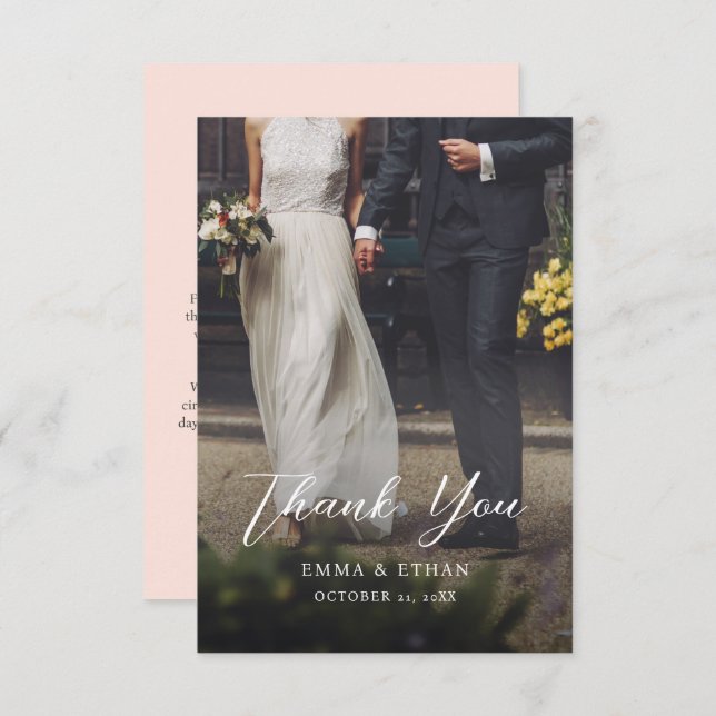 Double Sided Wedding Thank You Card with Photo (Front/Back)