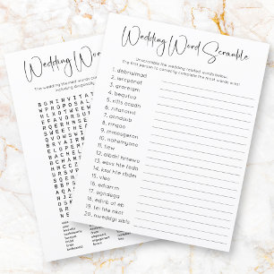 Double Sided Wedding Word Search Scramble Game