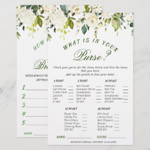 DOUBLE SIDED White Roses Floral Bridal Shower Game