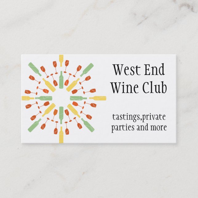 Double sided wine themed business card (Front)