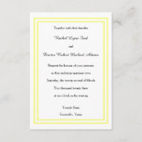 Double Soft Yellow Trim - 3x5 Wedding Invitation
