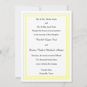 Double Soft Yellow Trim -5x7Wedding Invitation