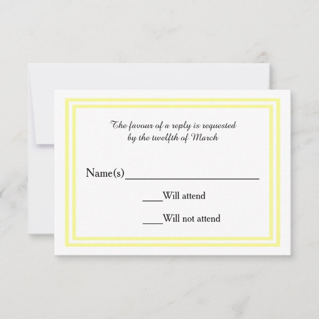 Double Soft Yellow Trim - RSVP Card (Front)