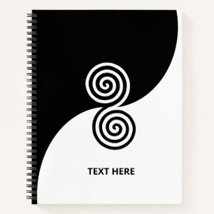 Double Spiral Art in Black & White Notebook