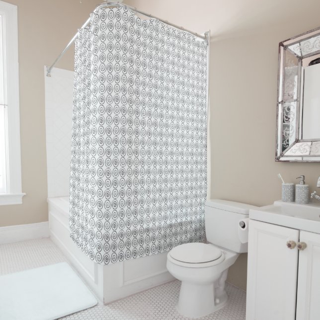 Double Spiral Celtic Pattern Shower Curtain (In Situ)