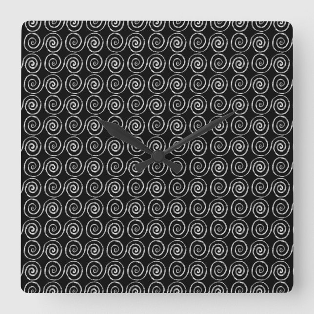 Double Spiral Celtic Pattern Square Wall Clock (Front)