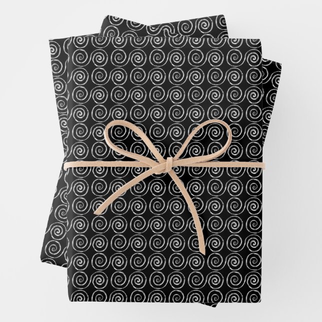 Double Spiral Celtic Pattern Wrapping Paper Sheet (In situ)
