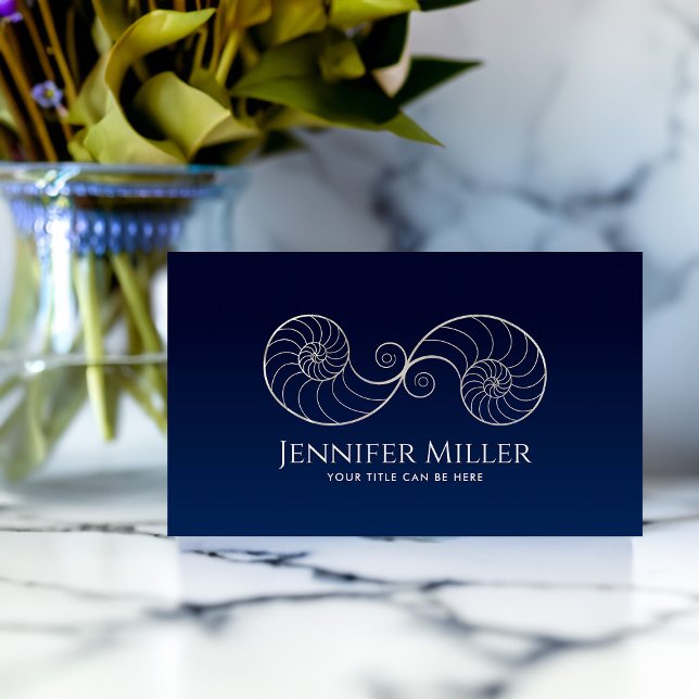 Double Spiral Nautilus Shell Pearl Outline Business Card (Creator Uploaded)