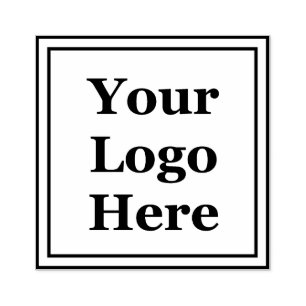 Double Square Border Add Your Logo Here Rubber Stamp