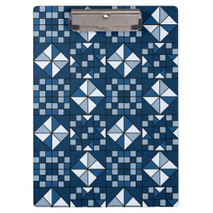 Double Star Chain Shades of Blue Quilt Clipboard