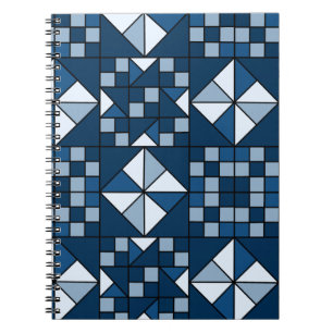 Double Star Chain Shades of Blue Quilt Notebook