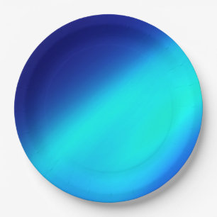 Double Strip Moonlight Ombre Effect Blue Paper Plate