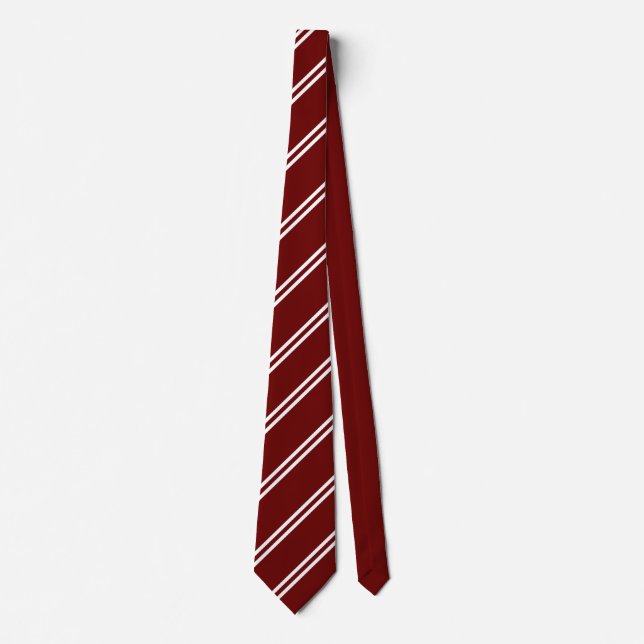 Double Stripe Maroon & White Tie (Front)