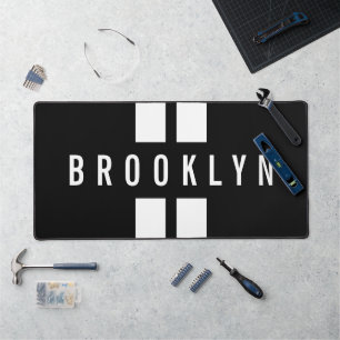 Double Stripes Custom Name Racing Fan Race Classic Desk Mat