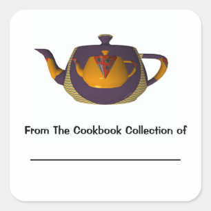 Double Teapot Personalise Cookbook Bookplate Square Sticker