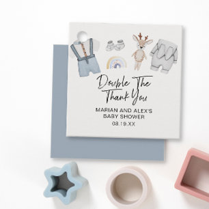 Double Thank You Twin Boys Clothes Favour Tags