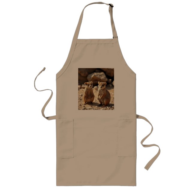 "Double the Cuteness: Aussie Quokka Twins" Long Apron (Front)
