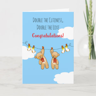 Double the Cuteness Twins Congratulations Card