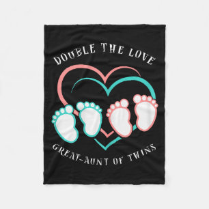 Double The Love New Great-aunt Of Twins  Fleece Blanket