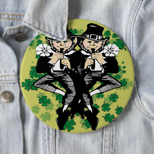 Double The Luck Leprechaun 6 Cm Round Badge