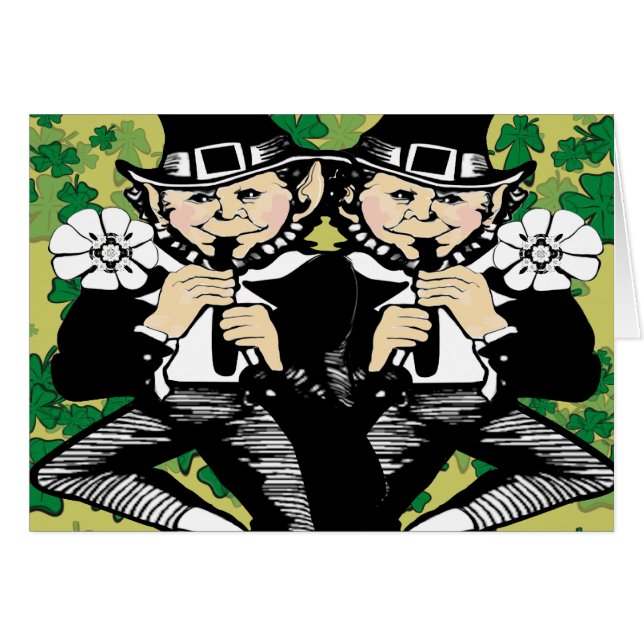 Double The Luck Leprechaun Note Cards (Front Horizontal)