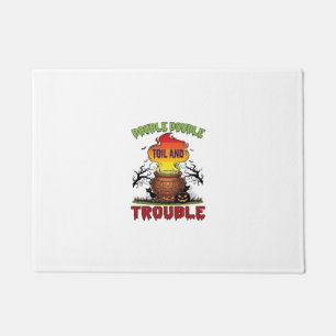 Double Toil Trouble Cauldron Halloween Black Cat P Doormat