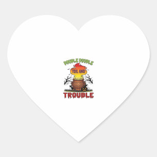 Double Toil Trouble Cauldron Halloween Black Cat P Heart Sticker