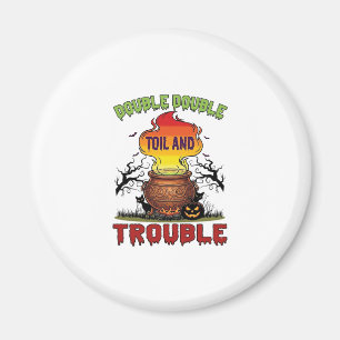 Double Toil Trouble Cauldron Halloween Black Cat P Magnet