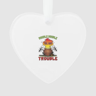 Double Toil Trouble Cauldron Halloween Black Cat P Ornament